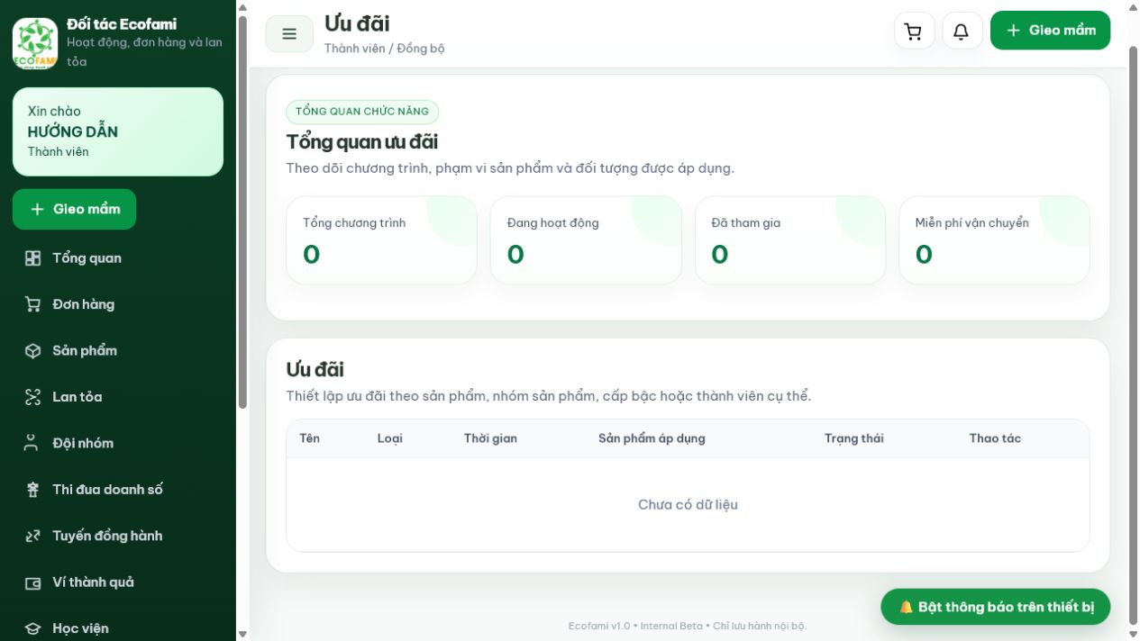 Ưu đãi trong Ecofami App